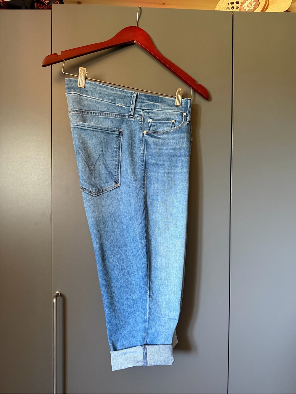 MOTHER Denim Blue Capri Cropped Jeans Size 34 Made in USA
